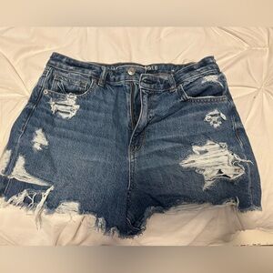 American Eagle Outfitters Distressed Dark Blue Denim Cutoff Shorts
